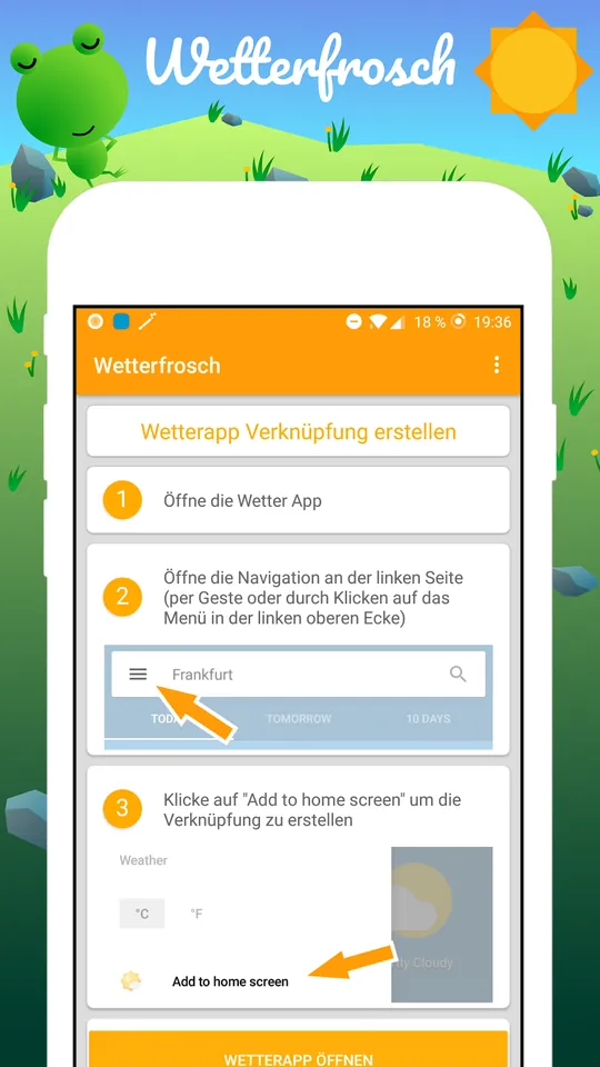 Wetter Frosch Verknüpfung: Schritt-für-Schritt-Anleitung in der App