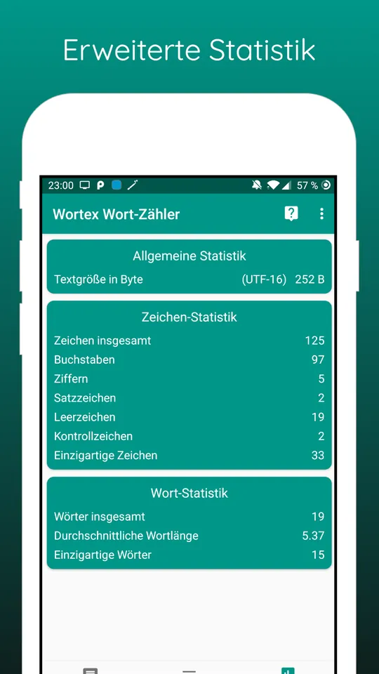 Wortex: erweiterte Text-Statistik