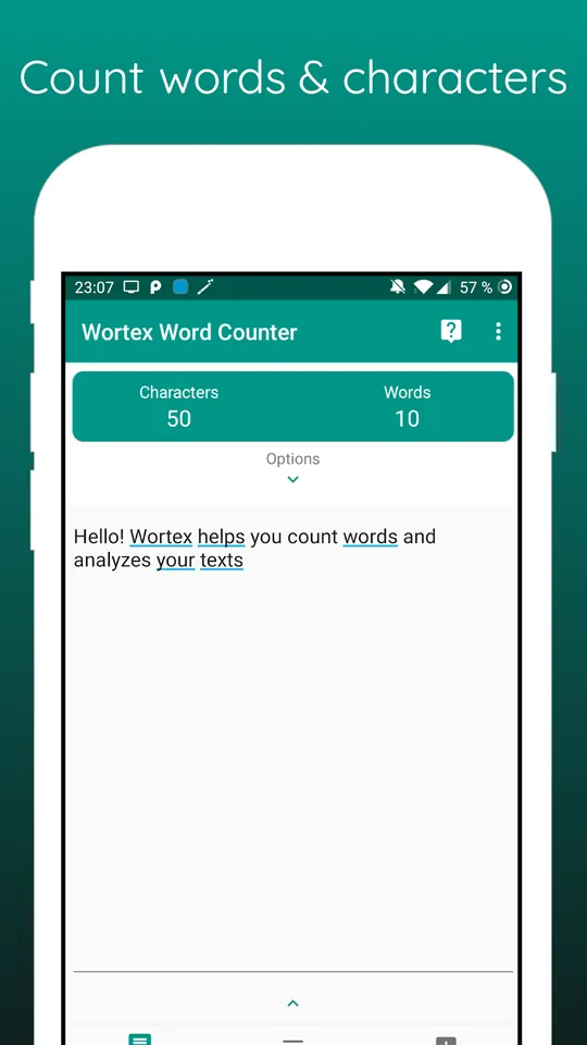 Wortex: count words and characters